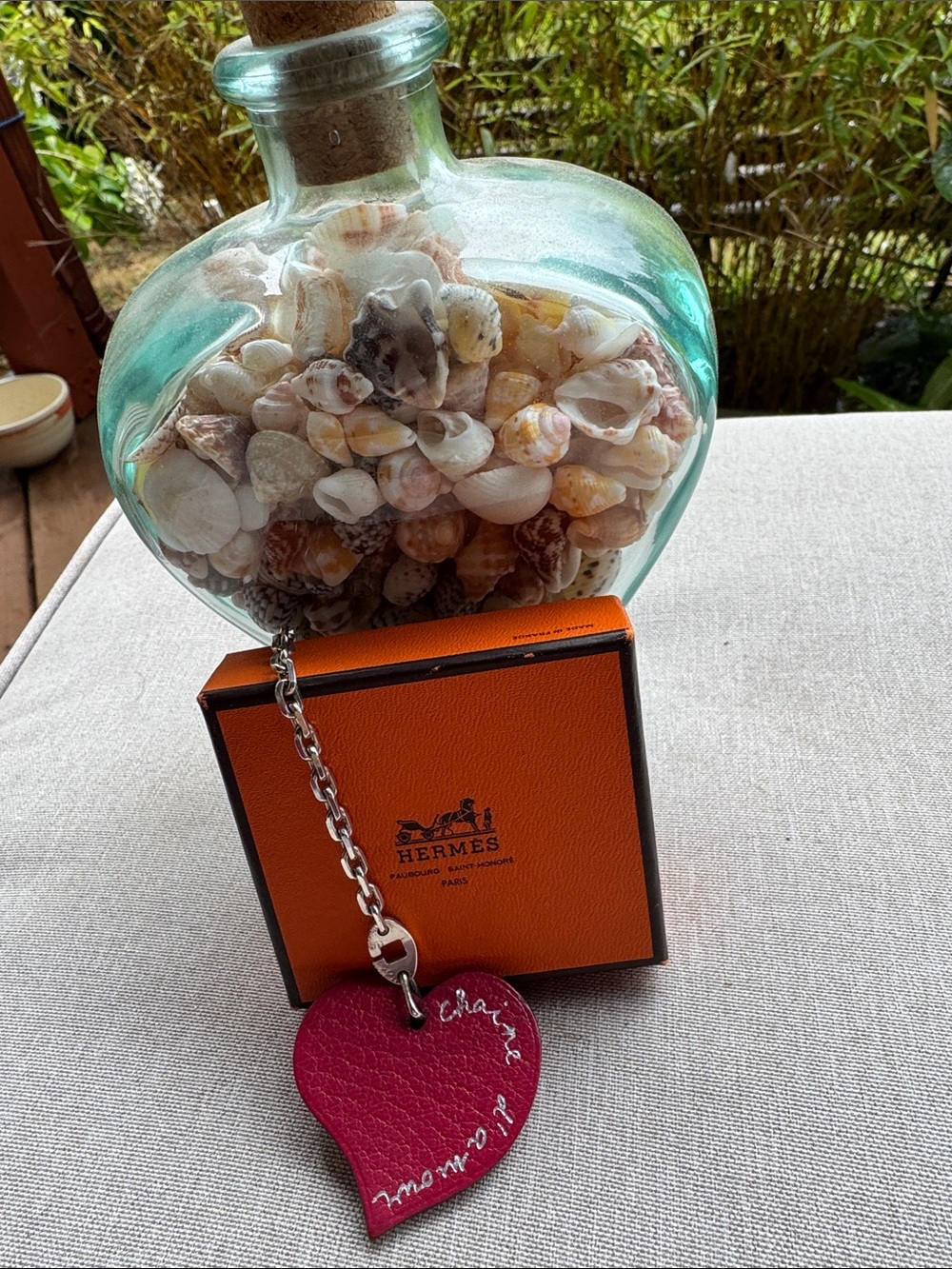 Hermes Heart Leather Sterling Silver Red Bag Charm With Box Has Some Wear - Picture 3 of 6